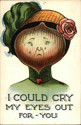 A Lady with an Onion Face, Crying Postcard