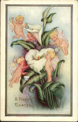 A Happy Easter-lots of angels With Angels Postcard Postcard