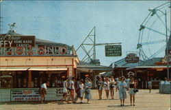 Boardwalk Scene - "Post Cards" Sign Seaside Heights, NJ Postcard Postcard