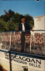 Capt. Herb Droste, Pilot of the Chicagoan on the Lower Dells of the Wisconsin River Postcard