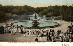 Central Park Fountain and May Party New York, NY Postcard Postcard