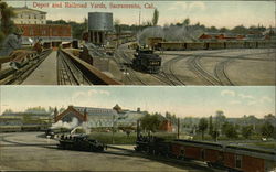 Depot and Railroad Yards Sacramento, CA Postcard Postcard