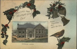 Greetings - Merry Christmas and a Happy New Year - Carnegie Library Postcard