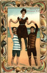 Bathing at the Beach Wildwood, NJ Postcard Postcard