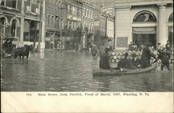 Main Street, from Twelfth - Flood of March 1907 Wheeling, WV Postcard Postcard