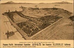 Bird's-Eye View of the Site Selected for the Panama-Pacific International Exposition 1915 San Francisco, CA Postcard Postcard