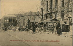 Wrecked Street Cars Postcard