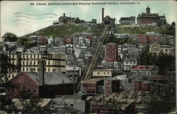 Mt. Adams showing Incline and Rookwood Pottery Cincinnati, OH Postcard Postcard