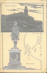 City Hall and Statue of Nathan Hale New York, NY Postcard Postcard