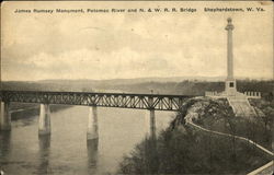 James Rumsey Monument, Potomac River and N. & W.R.R. Bridge Postcard