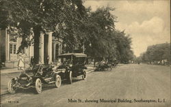 Main Street showing Municipal Building Postcard