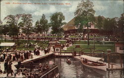 Pavilion and Dock, Reeds Lake Grand Rapids, MI Postcard Postcard