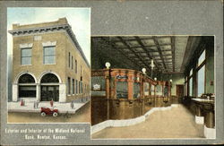 Exterior and Interior of the Midland National Bank Newton, KS Postcard Postcard