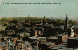 View Looking Northeast from First National Bank Building Milwaukee, WI Postcard Postcard