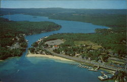 Air View of Weirs Beach and Paugus Bay Postcard