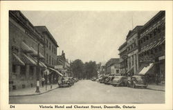 Victoria Hotel and Chestnut Street Dunnville, ON Canada Ontario Postcard Postcard