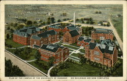 Plan of the Campus of the University of Dubuque Iowa Postcard Postcard