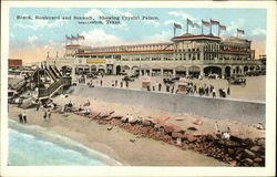 Beach, Boulevard and Seawall, Showing Crystal Palace Postcard