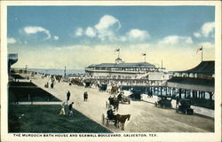 The Murdoch Bath House and Seawall Boulevard Galveston, TX Postcard Postcard