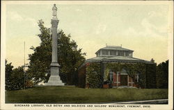 Birchard Library, Old Betsy and Soldiers and Sailors' Monument Postcard