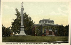 Birchard Library, Old Betsy and Soldiers & Sailors' Monument Postcard