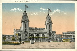 Union Station Worcester, MA Postcard Postcard