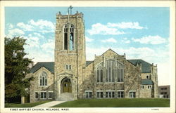 First Baptist Church Melrose, MA Postcard Postcard