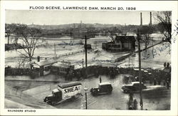 Flood Scene, Lawrence Dam, March 20, 1936 Postcard