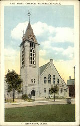 The First Church, Congregational Brockton, MA Postcard Postcard