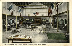 Interior View Red Cross House, Camp Devens Ayer, MA Postcard Postcard