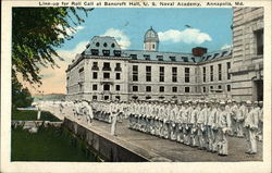 Line-up for Roll Call at Bancroft Hall, U.S. Naval Academy Annapolis, MD Postcard Postcard