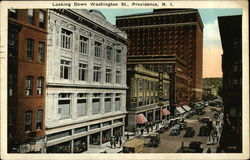 Looking Down Washington Street Postcard