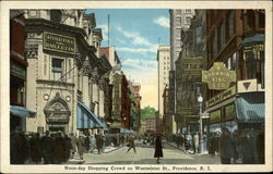 Noon-day Shopping Crowd on Westminter St Providence, RI Postcard Postcard