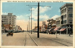 Brand Boulevard Looking South from Wilson Avenue Glendale, CA Postcard Postcard