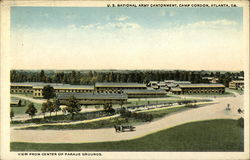 View from Center of Parade Grounds, U.S. National Army Cantonment, Camp Gordon Atlanta, GA Postcard Postcard