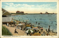 Bathing Beach Watch Hill, RI Postcard Postcard