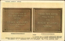 Bronze Tablets Marking Site of Roger Williams House and Spring Landing Place, Providence, Rhode Isla Postcard