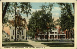 Town Hall and Hotel Rogers from the Park Postcard