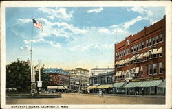 Street View of Monument Square Leominster, MA Postcard Postcard