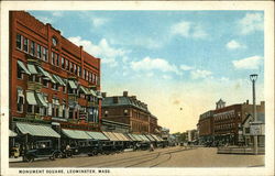 Monument Square View Leominster, MA Postcard Postcard