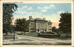 High School Gardner, MA Postcard Postcard