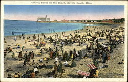 Beach Scene Revere Beach, MA Postcard Postcard