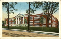 Street View of High School Greenfield, MA Postcard Postcard