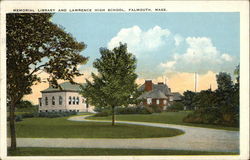 Memorial Library and Lawrence High School Falmouth, MA Postcard Postcard