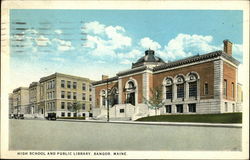 High School and Public Library Postcard