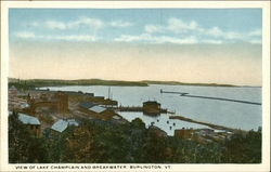 View of Lake Champlain and Breakwater Postcard