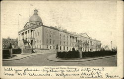 State House and Hooker Monument Boston, MA Postcard Postcard