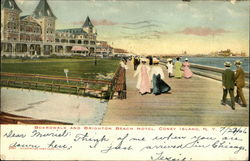 Boardwalk and Brighton Beach Hotel, Coney Island New York, NY Postcard Postcard