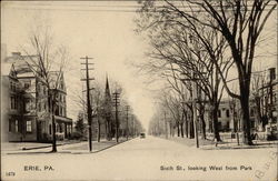 Sixth Street, Looking West From Park Erie, PA Postcard Postcard