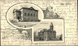 High School and Court House Fort Collins, CO Postcard Postcard